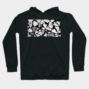 Chopped wood closeup in black and white Hoodie